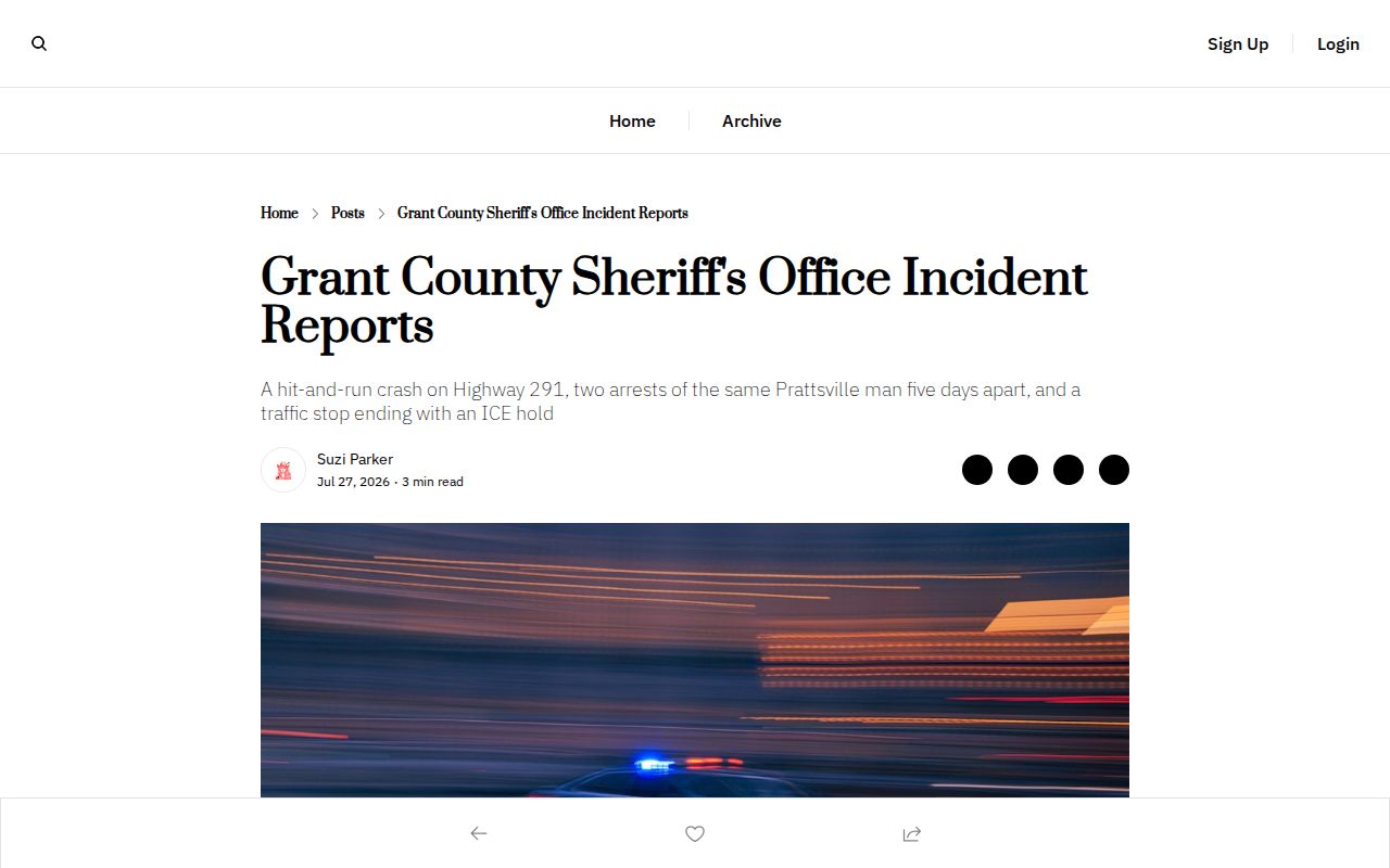 Grant County Sheriff's Office incident report archive